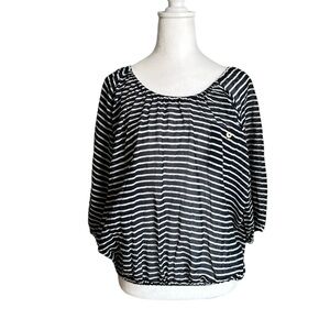 J. Crew White Navy Blue Stripes Blouse Size XS NWT